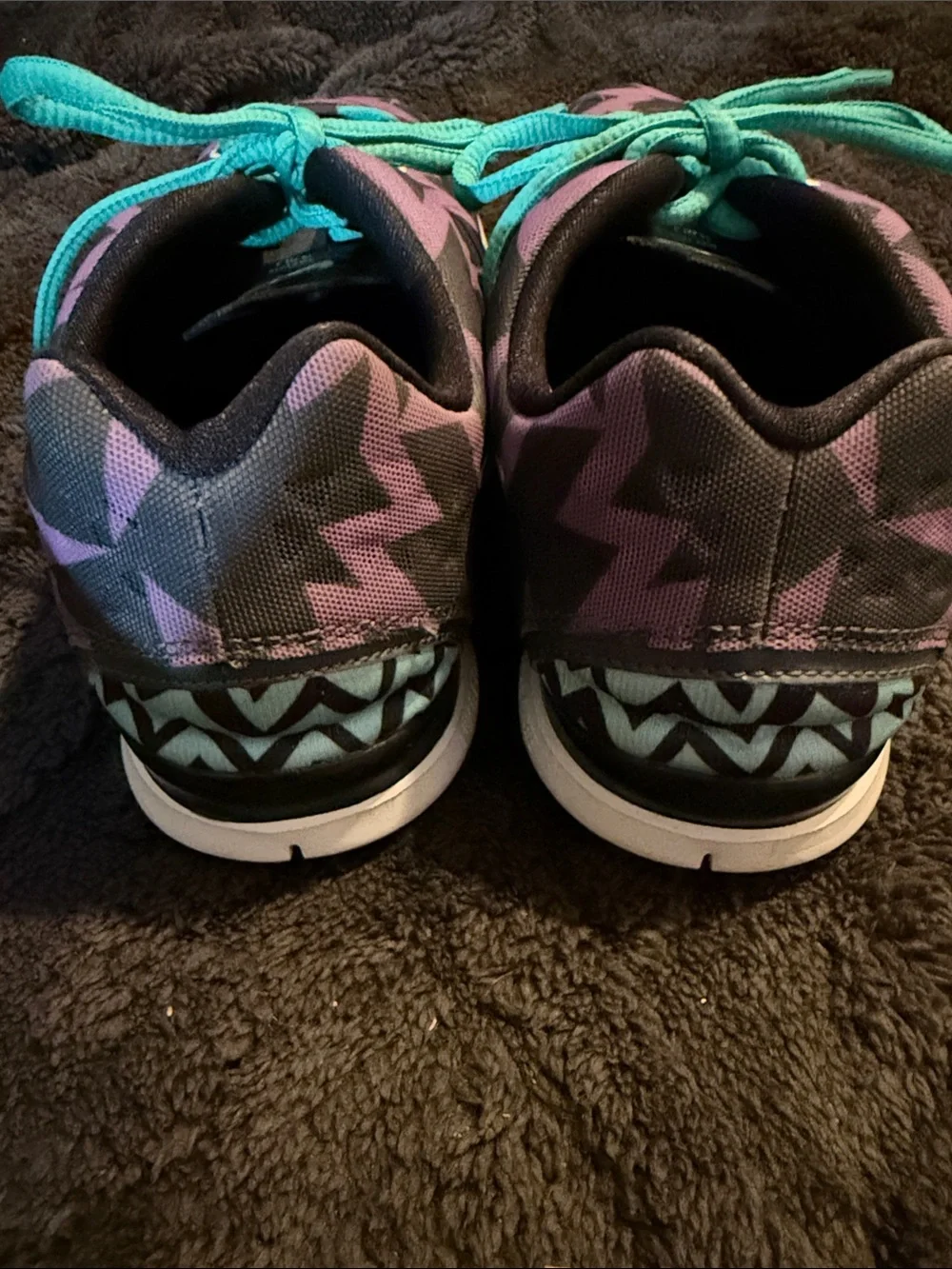 Nike Free Purple Graphic Trainers with Teal Laces